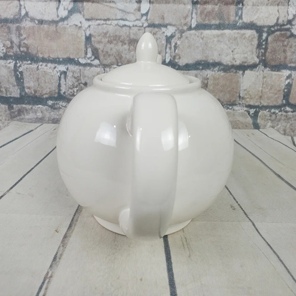 Rae Dunn Magenta Tepot Typewriter Font Ceramic Dimpled White - Picture 5 of 14